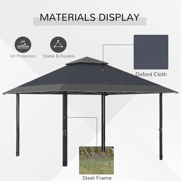 4x4m Double Roof Pop-Up Gazebo - UV-Proof Canopy Tent with Roller Bag & Adjustable Legs, Steel Frame - Ideal for Outdoor Parties and Events, Grey