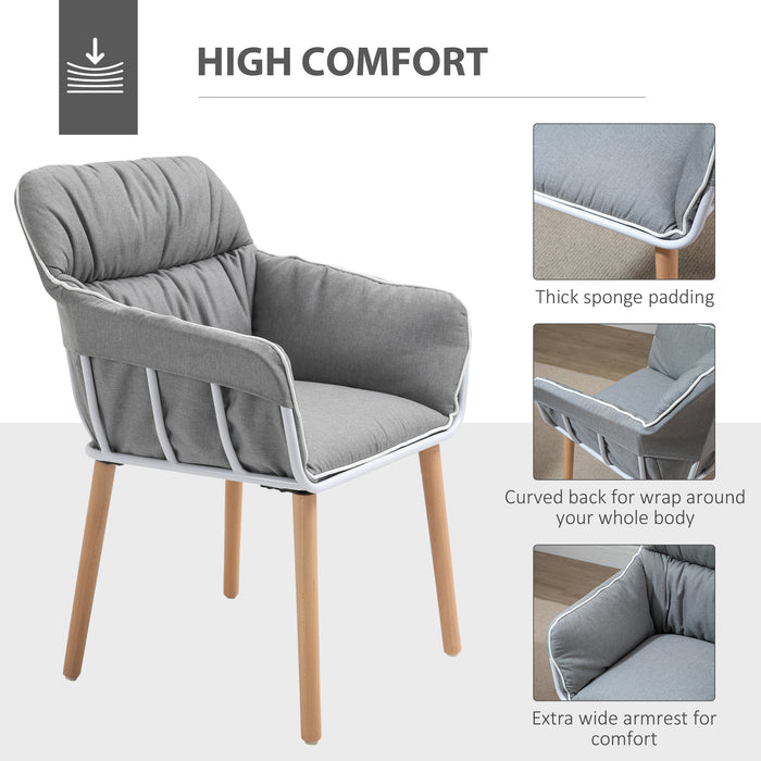 Modern Contrast Piped Accent Chair - Plush Padded Seat with Sturdy Wooden Legs and Protective Foot Pads - Stylish Armchair for Living Room, Bedroom, or Conservatory Comfort