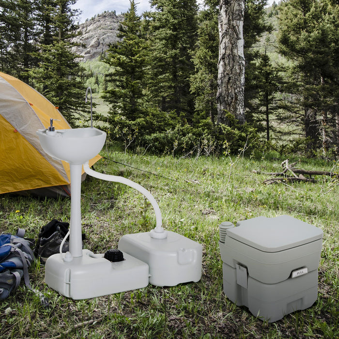 Outdoor Sanitation Combo - Portable Camping Toilet & Sink with Fresh and Waste Water Tanks - Eco-Friendly Waste Recycling for Events