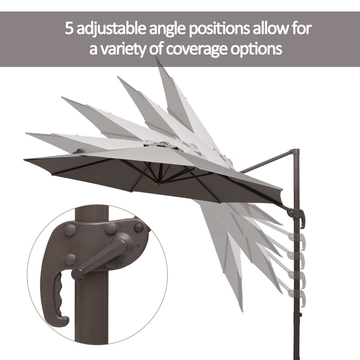 3M Roma Umbrella - Sun Shade Cantilever, Hanging Parasol with Cross Base, Hand Crank, Aluminum Frame, 360° Rotation - Ideal for Outdoor Relaxation and UV Protection