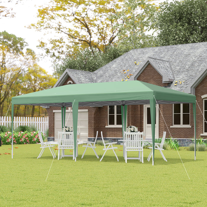 Double Roof Foldable Pop Up Gazebo Canopy Tent - Weather-Resistant Wedding Awning, 6m x 3m x 2.65m, with Carrying Bag - Ideal for Outdoor Events and Gatherings, Green