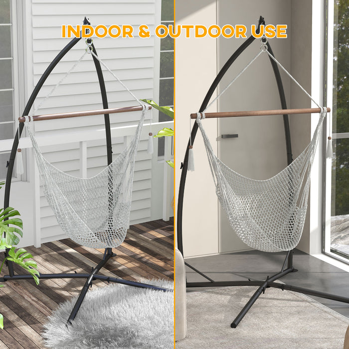 Heavy-Duty Metal Hammock Chair Stand with Chain - Sturdy Frame for Hanging Air Porch and Egg Chairs - Ideal for Relaxing Indoor/Outdoor Lounge Spaces