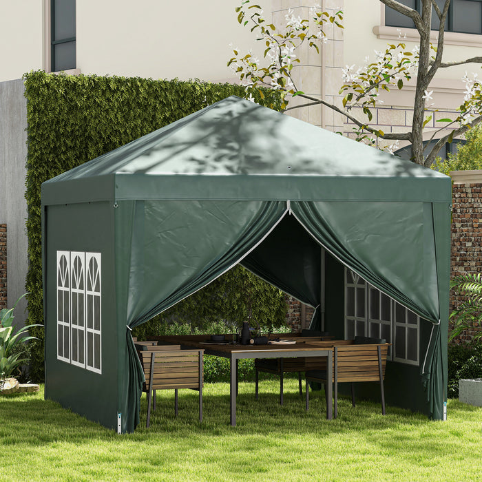 Pop Up Gazebo Marquee - 3x3 Meter Easy Assembly Outdoor Canopy, Green - Ideal for Garden Parties and Events