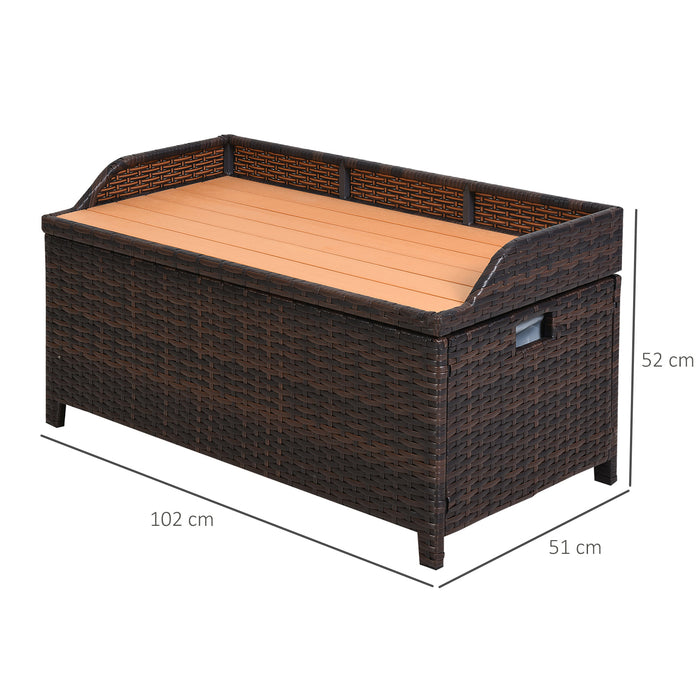 Outdoor PE Rattan Wicker Storage Bench - Comfy Cushioned Seating with Spacious Interior - Ideal for Patio Organizing and Relaxation