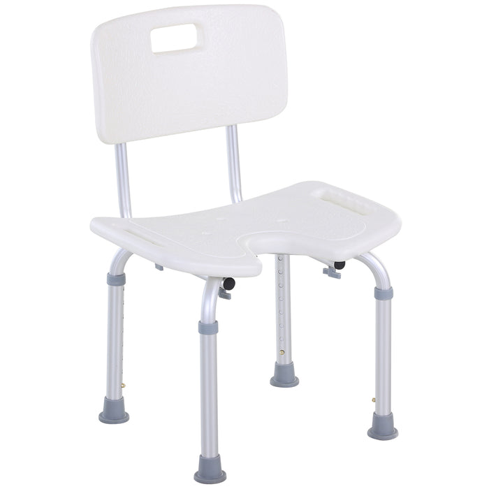 Spa Bath Shower Chair with Handle - 8-Level Adjustable Height, Non-Slip Feet, Lightweight Aluminum - Ideal for Pregnant Women, Elderly, Post-Injury Support