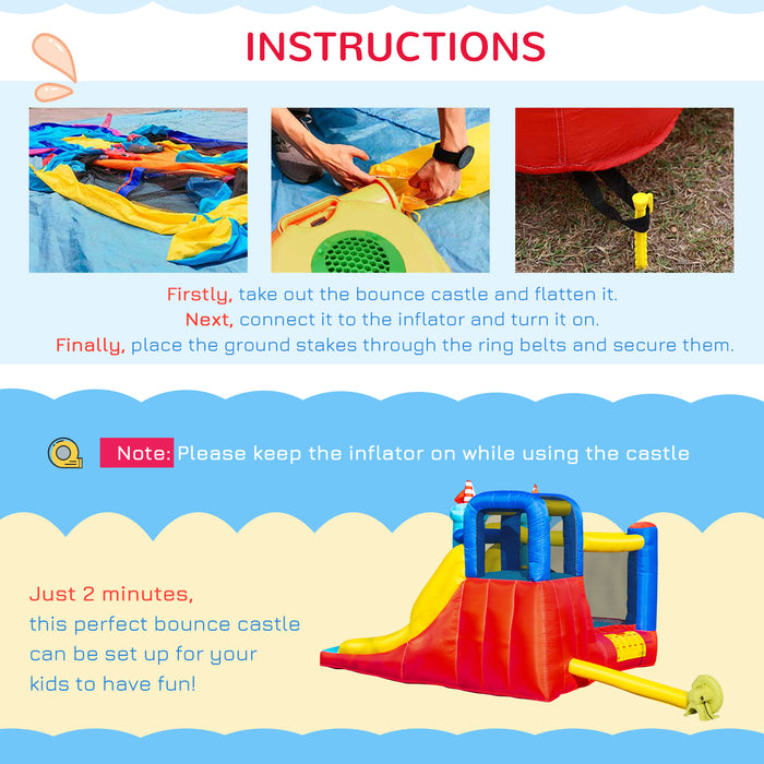 Kids 4-in-1 Bounce Castle Sailboat - Large Inflatable Playhouse with Slide, Trampoline, and Water Pool - Ultimate Outdoor Fun for Children Aged 3-8