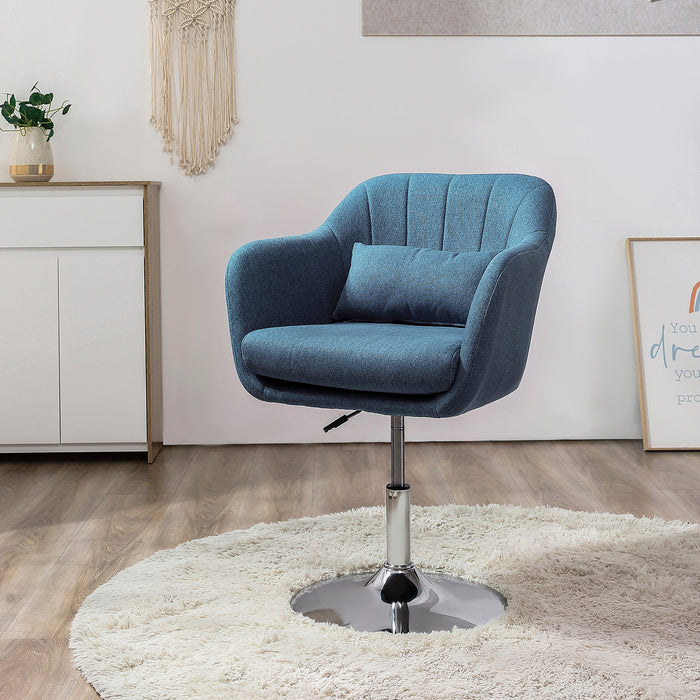 Contemporary Swivel Accent Chair - Adjustable Comfort Vanity Armchair with Lumbar Support, Thick Cushion & Armrest - Ideal for Bedroom and Office Relaxation