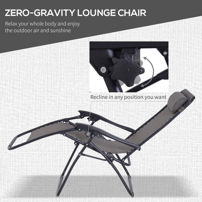 Zero Gravity Chair and Table Combo - 3-Piece Sun Lounger Set with Cup Holders, Reclining Design for Garden and Poolside - Ideal for Relaxing Outdoor Comfort, Dark Grey