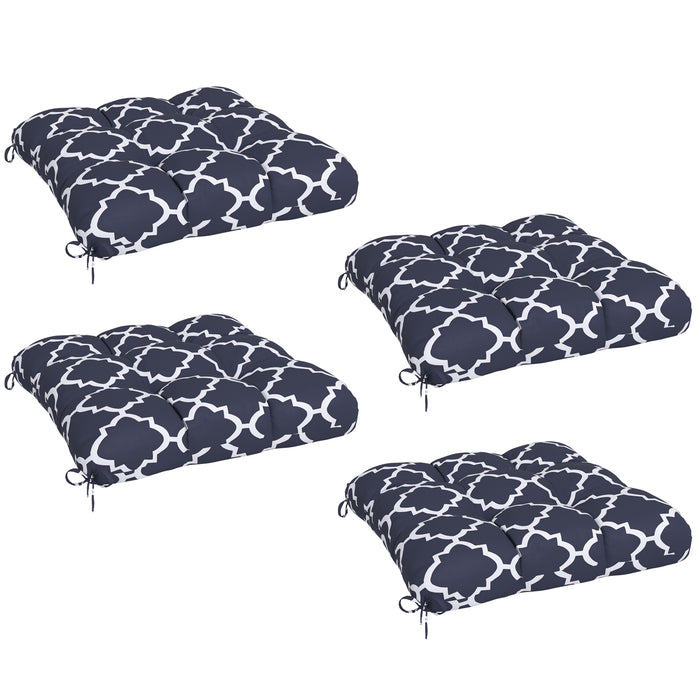 Patio Comfort 4-Piece Set - Indoor/Outdoor Cushion Pillows with Ties, Blue - Ideal for Home and Garden Seating Enhancement