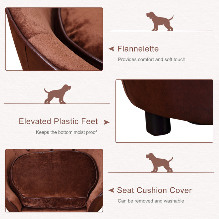 Pet Couch with Elevated Legs - Soft Cushioned Dog Sofa Chair for Small Dogs & Cats, Brown - Comfortable Resting Area for Your Furry Friends