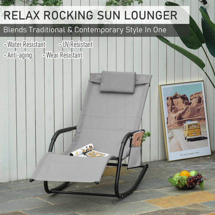 Breathable Mesh Rocking Chair - Indoor & Outdoor Patio Rocker with Removable Headrest - Comfortable Reclining Lounge Seat for Garden and Patio Relaxation