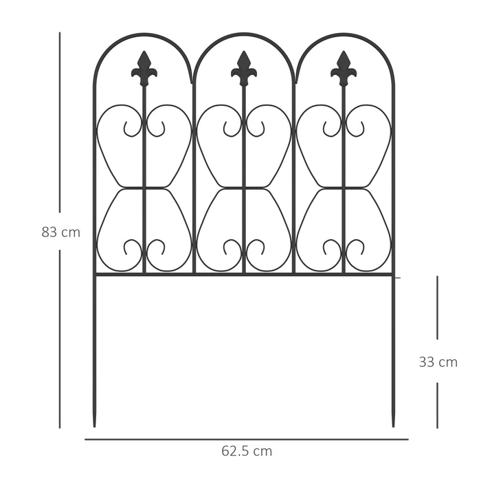 Outdoor Picket Fence Panels for Decorative Gardening - 5-Piece Set, Rustproof Metal Wire, Flower Bed Border & Landscape Edging - Ideal Animal Barrier for Enhanced Yard Aesthetics