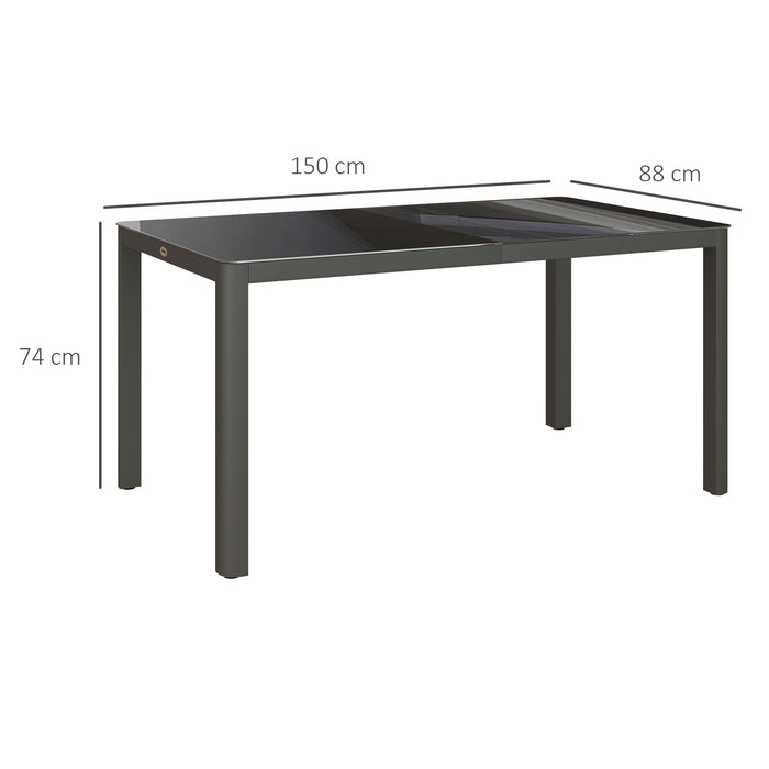 Outdoor Garden Dining Table for Six - Tempered Glass Top & Sturdy Aluminum Frame - Perfect for Patio Dining and Entertaining Guests in Style