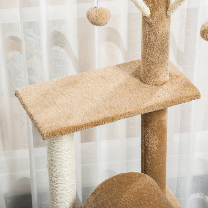 Kitten Activity Center Cat Tree - 121cm Scratching Post, Bed, Tunnel, Perch, Interactive Ball Toy - Perfect Play Structure for Cats and Kittens