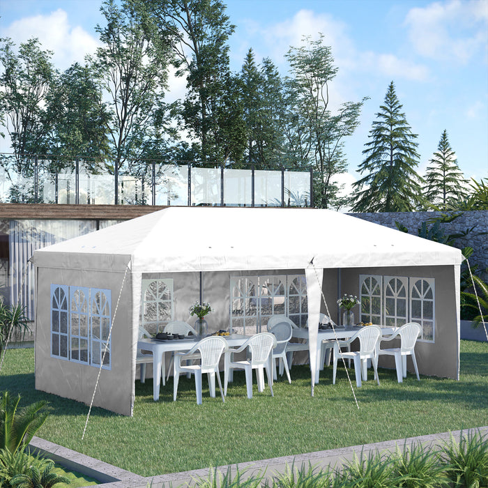 3x6m Adjustable Pop Up Gazebo - Marquee Party Tent with Side Panels & Storage Bag, White - Ideal for Outdoor Events and Gatherings