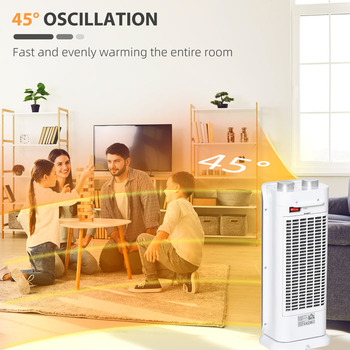 Electric Space Heater - Freestanding Oscillating Ceramic Heater with Adjustable Modes & Safety Features - Ideal for Home & Office Heating, 1000W/2000W