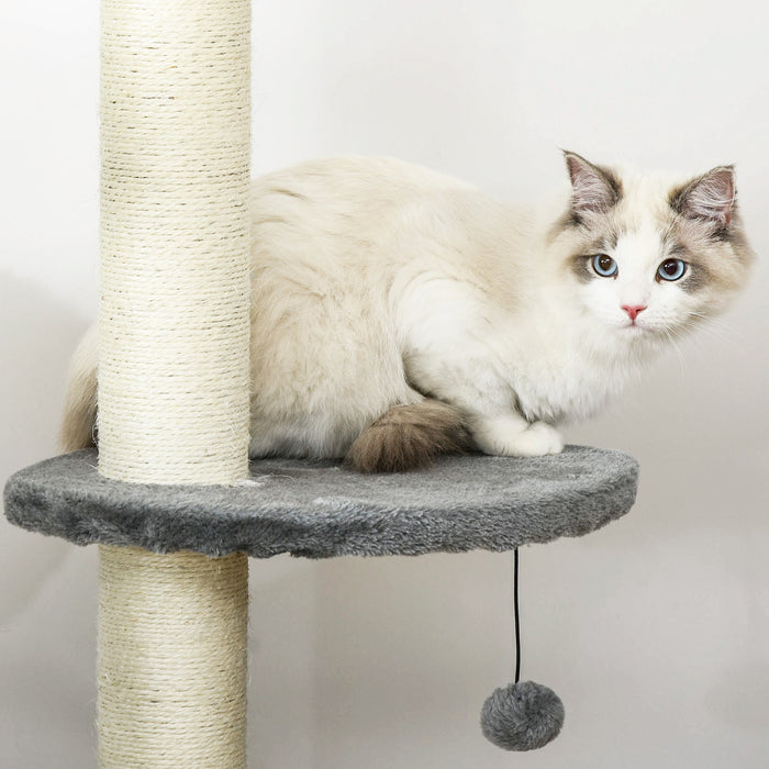 Multi-Level Kitten Tower with Condo - Indoor Cat Tree Activity Center with Solid Scratching Post and Hanging Balls - Perfect Play House for Cats and Kittens