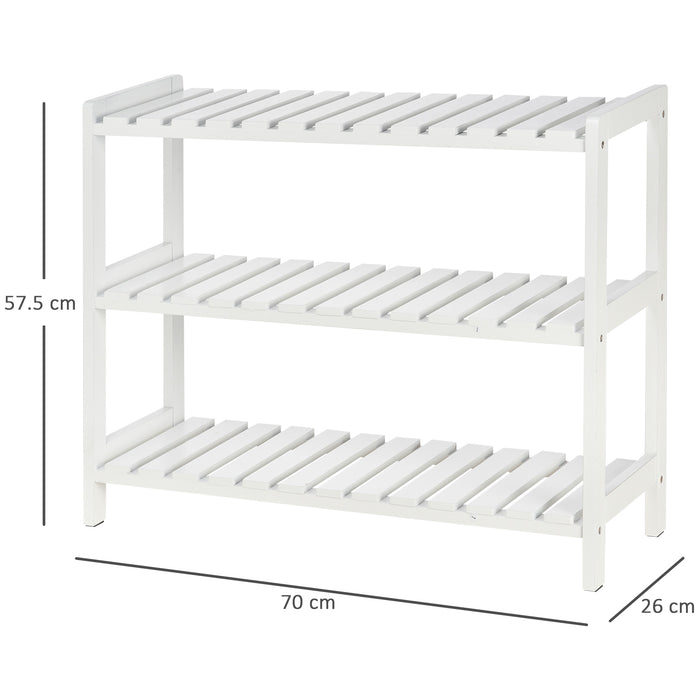 3-Tier Wooden Shoe Rack with Slatted Shelves - Spacious, Open, Hygienic Footwear Organizer - Ideal for Family and Guest Use in Home Hallways