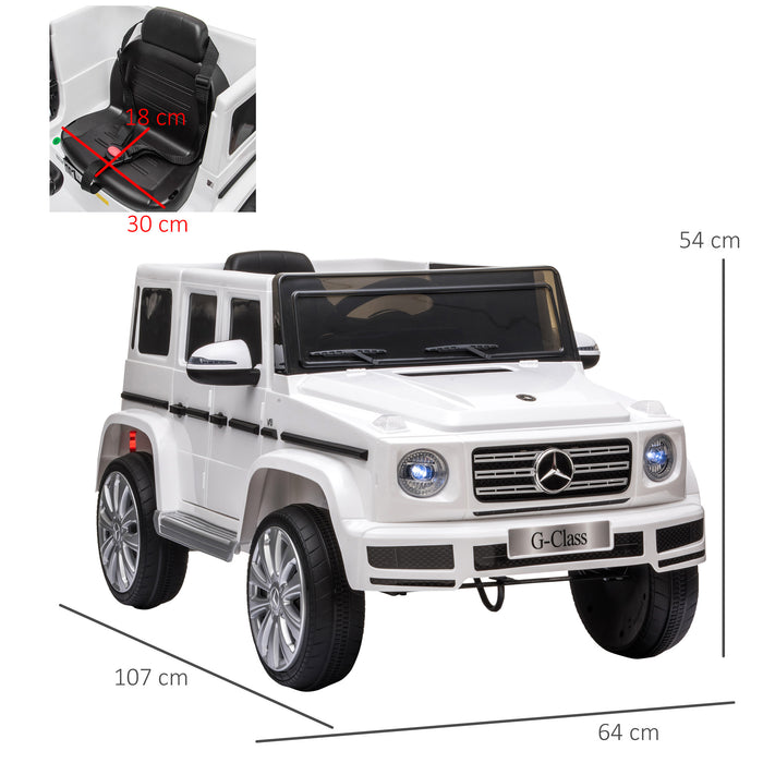 Mercedes Benz G500 Kids Electric Ride On Car - 12V Battery-Powered with MP3, Music, Lights & Suspension Wheels - Parental Remote Control for Safe Play