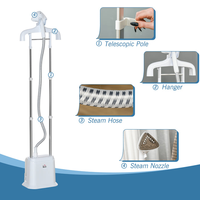 Upright Clothes Steamer with Multiple Steam Options - Fast 45-Second Heat-Up, Large 1.7L Tank for 45-Minute Continuous Steam - Ideal for Removing Wrinkles and Odors from Garments