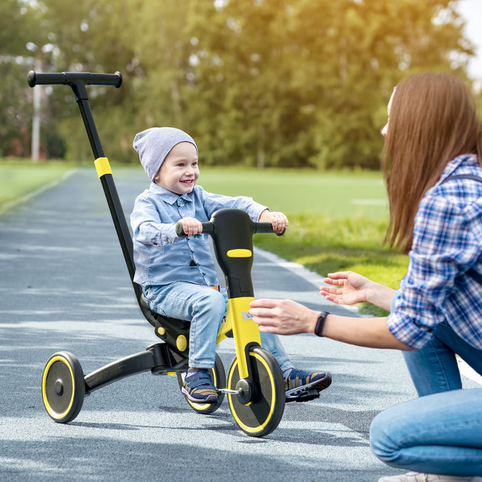 Kids 4-in-1 Convertible Trike with Adjustable Handle - Detachable Footrest, Safety Features for 18-60 Month Olds - Versatile Toddler Tricycle for Learning to Ride and Stroll