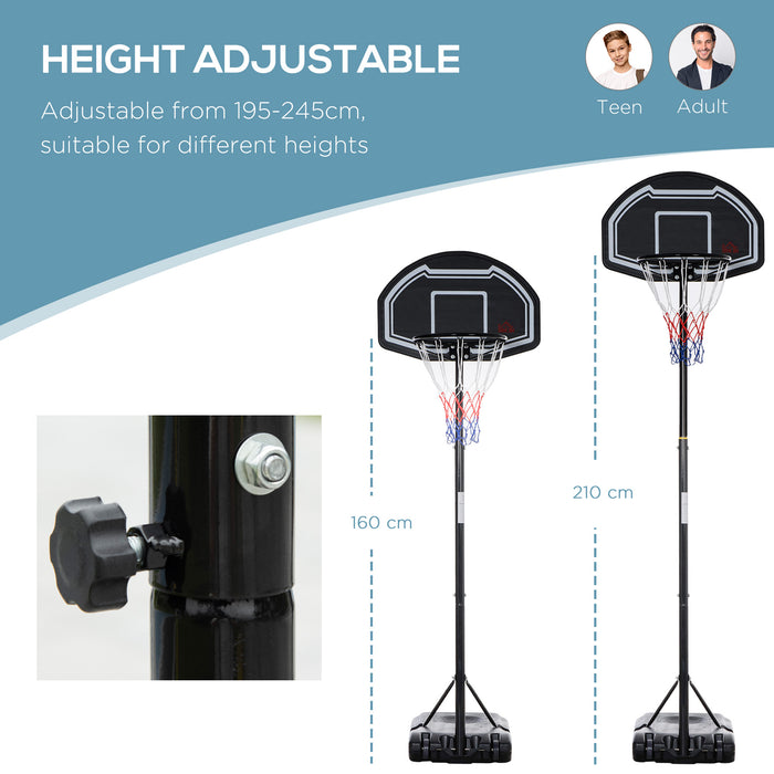 Portable Basketball System - Adjustable Hoop Stand with Wheels, Heavy-Duty Base - Ideal for Outdoor Sports and Recreation