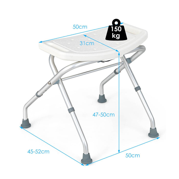 Portable Folding Shower Seat - Adjustable Height, Bathroom Safety Feature - Ideal for Elderly, Disabled, Post-Surgical Recovery Patients