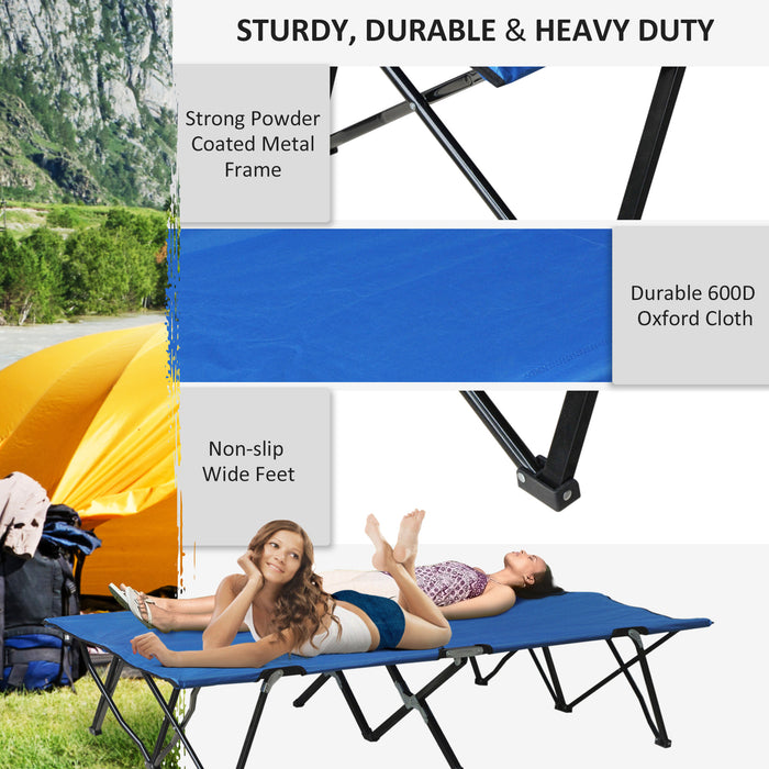 Double-Sized Camping Cot with Carrying Bag - Foldable Outdoor Sunbed for Patio Use, Ultra-Lightweight Design - Ideal for Campers and Outdoor Enthusiasts, Blue