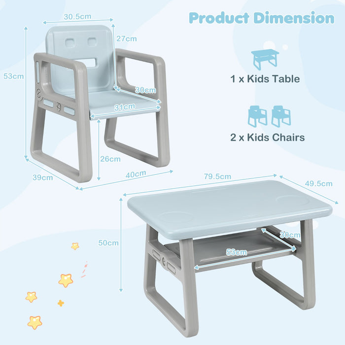 Kids Seating Group - Blue Armrests and Backrests with Storage Shelf - Ideal for Children's Learning and Play Spaces