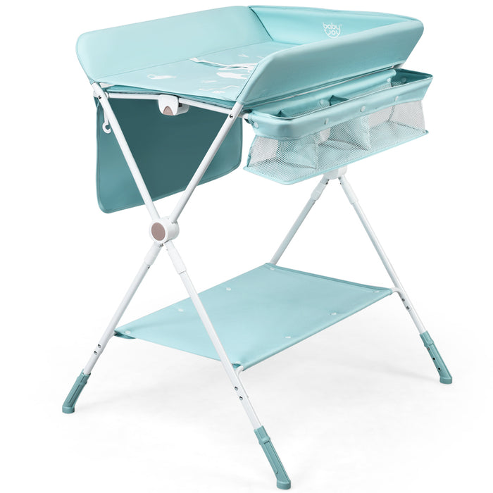 Diaper Station - Adjustable Height Portable Multi-Purpose Stand with Storage Rack - Ideal for Easily Changing and Storing Infant Necessities