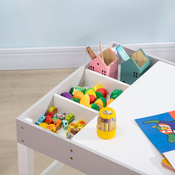 Kids Table & Chair Combo with Built-In Storage - Stylish Grey Furniture Set - Perfect for Playtime and Learning Activities