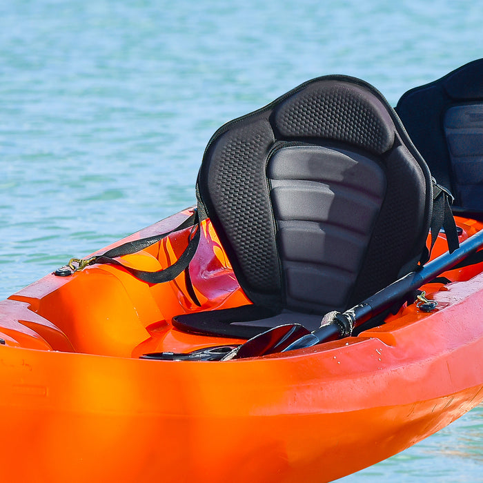 Detachable High Back Canoe/Kayak Seat - Black Comfortable Padded Chair for Paddling - Ideal for Long Kayaking Trips