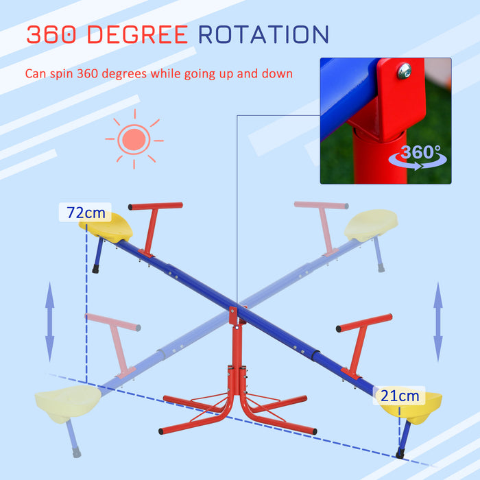 Rotating Seesaw for Kids - 360-Degree Metal Teeter Totter with Swivel Action - Fun Outdoor Play Equipment for Children