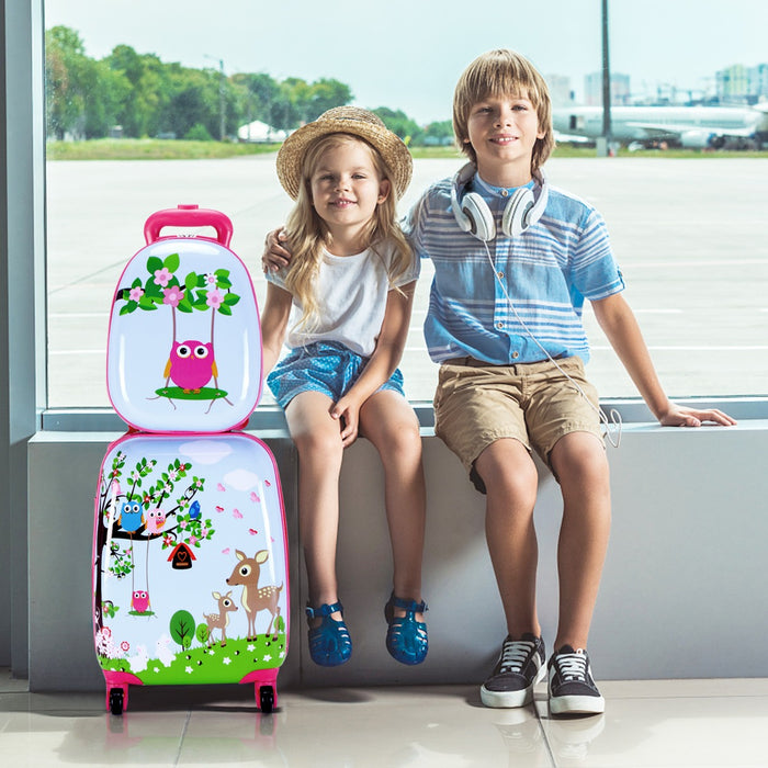 Kids Travel Gear - 2 Piece Luggage Set Including Carry-On Suitcase and Backpack - Perfect Solution for Children's Travel Needs in Stylish Forest Theme