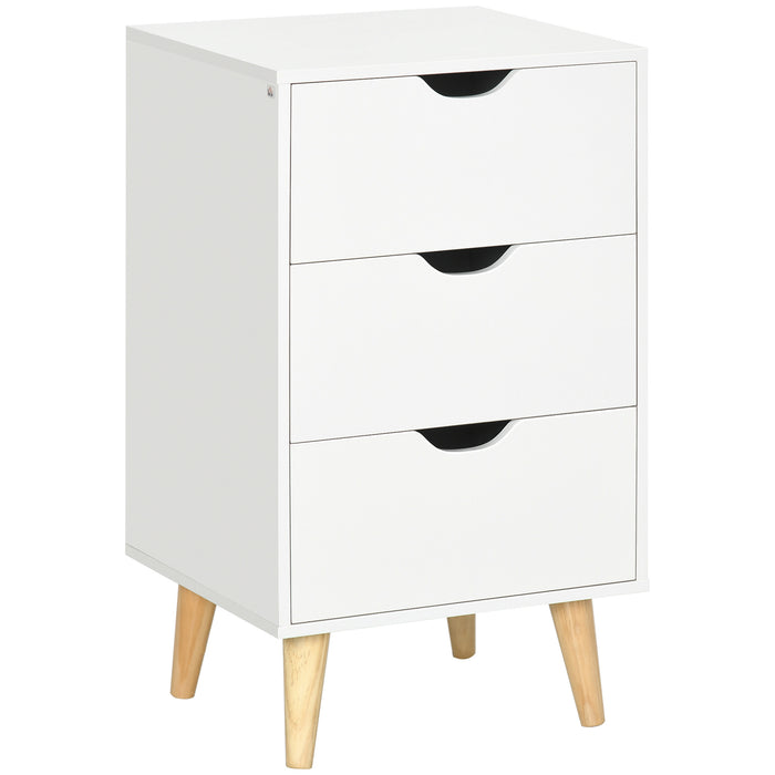 3-Drawer Bedroom Chest - Versatile Storage Unit with Stylish Wood Legs and Sleek Cut-out Handles - Ideal for Bedroom Organization