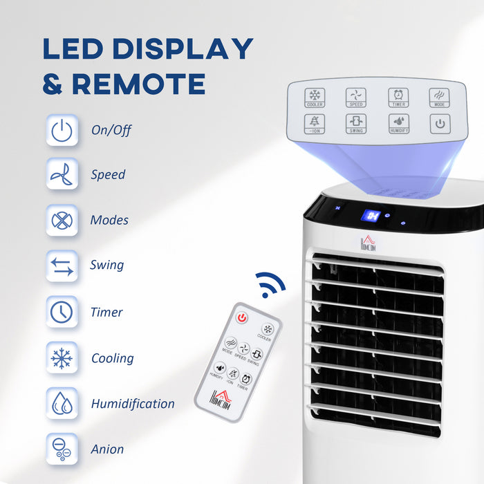 Evaporative Anion Ice Cooling Fan - Portable Air Cooler with Water Conditioner & Humidifier Features - Ideal for Home Bedroom Comfort with Remote Control and Timer