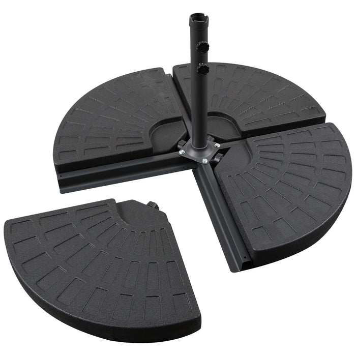 Portable Round Parasol Base - 4-Piece Umbrella Cross Stand Weights Set, Sand/Water Fillable - Outdoor Garden Patio Stability Solution