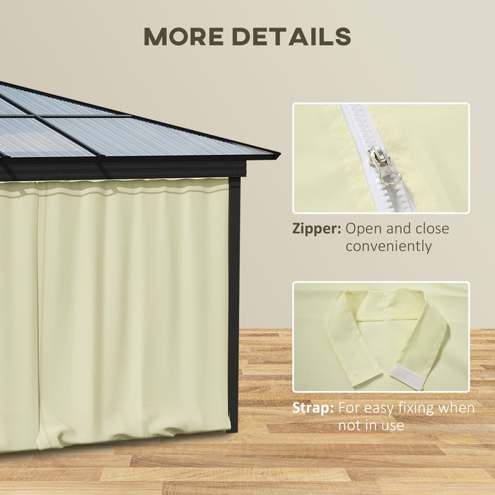 Replacement 4-Panel Gazebo Sidewalls with Zipper - Fits 3x3m Canopy Tents, Beige Color - Ideal for Outdoor Privacy and Shelter