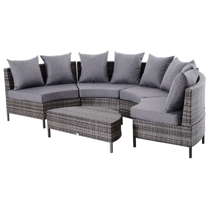 Rattan Garden Furniture Set - 4-Seater Wicker Weave Patio Sofa & Table with Cushions and Pillows - Ideal for Outdoor Living and Entertaining