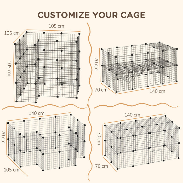 Metal Wire Small Animal Cage Playpen - 36-Panel Indoor/Outdoor Enclosure, Black - Ideal for Guinea Pigs, Rabbits, and Other Small Pets