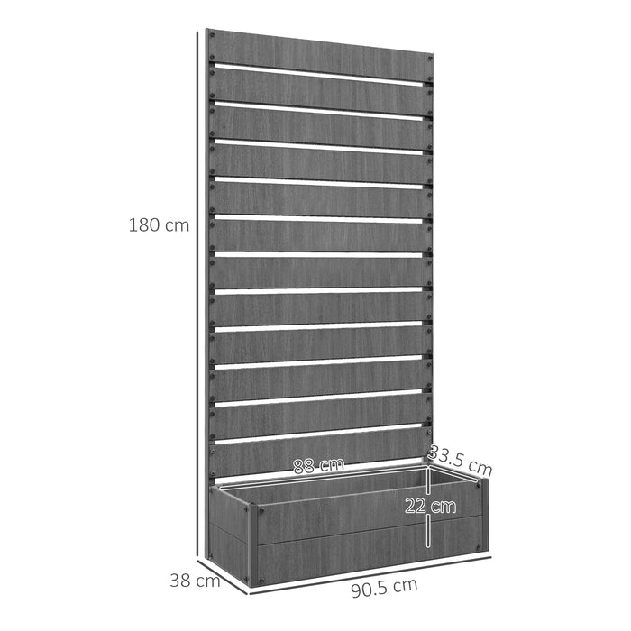 Raised Garden Bed with Trellis - Sturdy Planter Box for Climbing Plants & Vines, Includes Drainage Gap - Ideal for Outdoor Gardening in Dark Grey