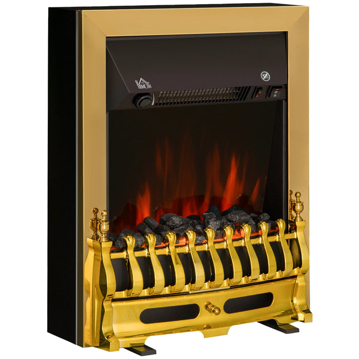 Golden LED Flame Electric Fireplace - Realistic Faux Fire Ambiance - Cozy Home Heating Solution