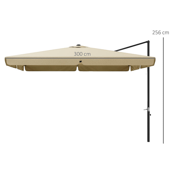 Cantilever Roma Parasol - Hanging Aluminum Square Patio Umbrella with Crank Handle and Tilt Function - Garden Sun Shade for Outdoor Comfort