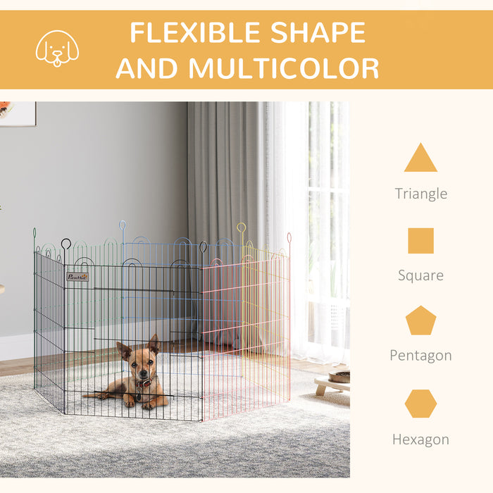 Pet Playpen Hexagon Enclosure - Durable Metal Dog and Puppy Crate with Exercise Fence and Door - Ideal for Indoor & Outdoor Pet Safety