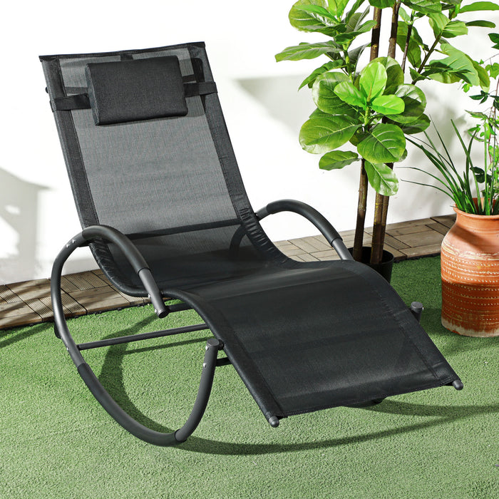 Zero Gravity Rocking Lounge Chair - Texteline Patio Recliner with Padded Pillow for Outdoor Comfort - Ideal for Garden Relaxation and Sunbathing