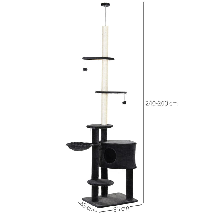 Cat Climber Deluxe - Multi-Level Adjustable Cat Tree with Carpeted Shelves, Cozy Condo & Sisal Scratching Posts - Perfect for Playful Felines & Indoor Scratch Training