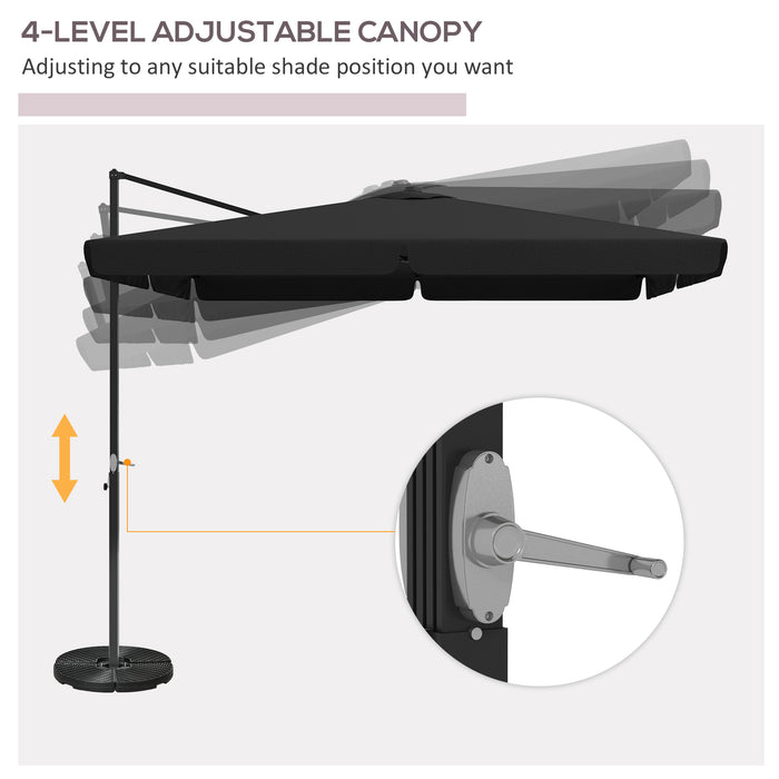 Cantilever Roma Parasol - Aluminium Square Patio Umbrella with Crank Handle, Hanging Garden Design, and Tilt Feature - Ideal Sun Shade for Outdoor Relaxation