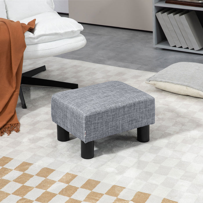 Linen Fabric Cube Ottoman - Durable Footstool with 4 Sturdy Plastic Legs - Space-Saving, Comfortable Seating for Living Room