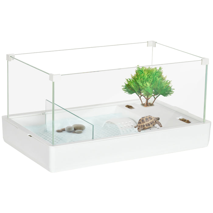 50-gallon Turtle Haven - Glass Aquarium with Basking Area & Filtered Environment - Perfect for Terrapins & Reptile Enthusiasts