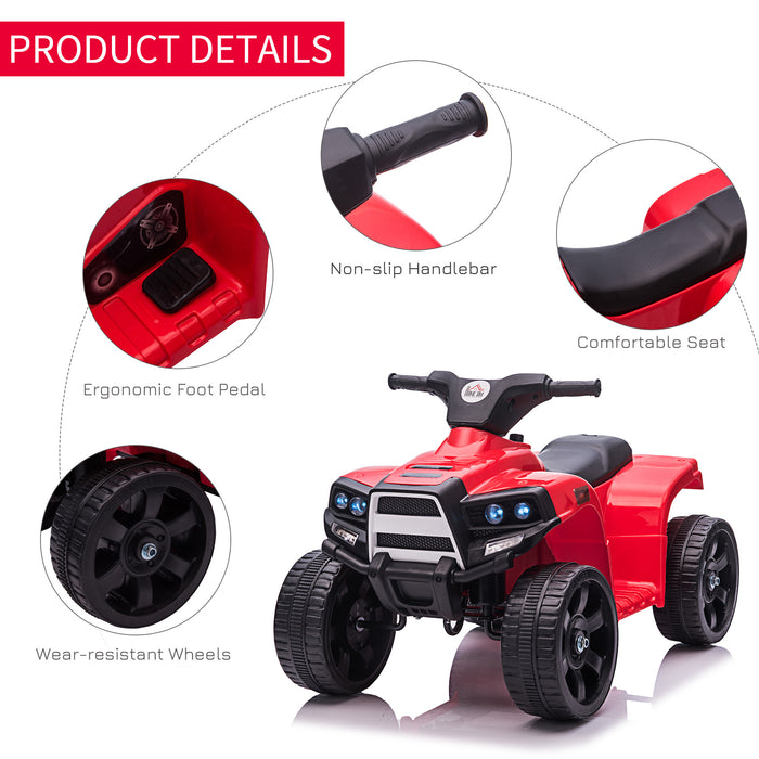 6V Electric Quad Bike for Kids - Toddler-Sized ATV with Headlights, Black & Red - Ideal Outdoor Ride-on Toy for Ages 18-36 Months